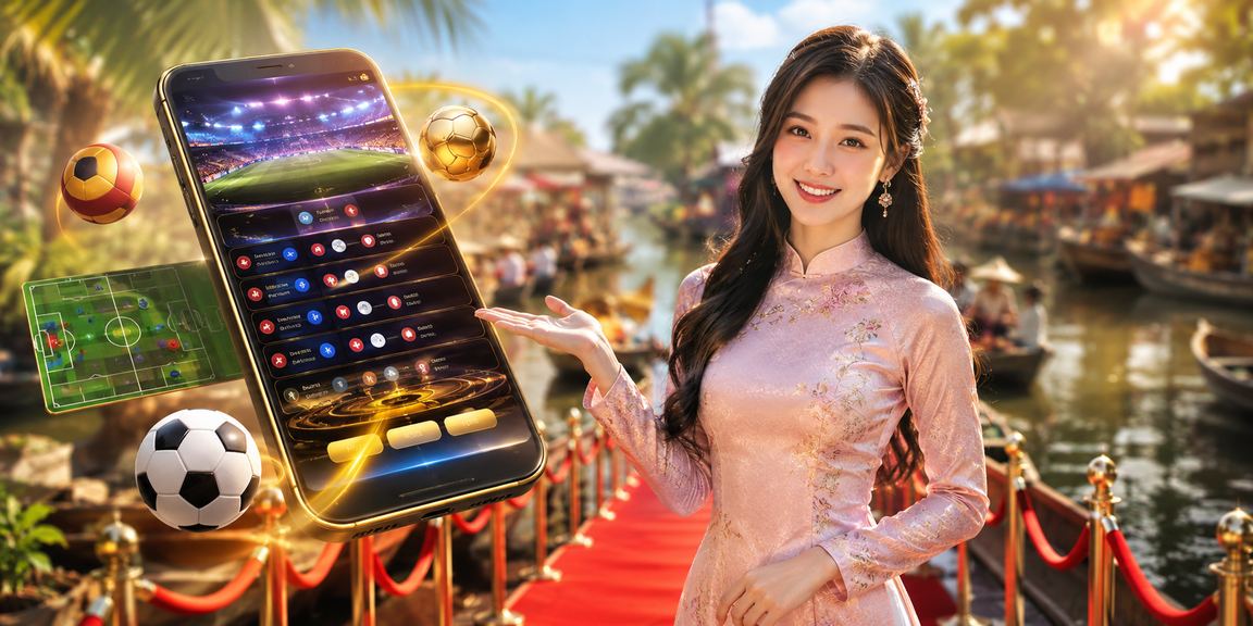 Phụ nữ mặc áo dài tại vùng Mekong sử dụng ứng dụng giải trí một cách thư thái và cân bằng